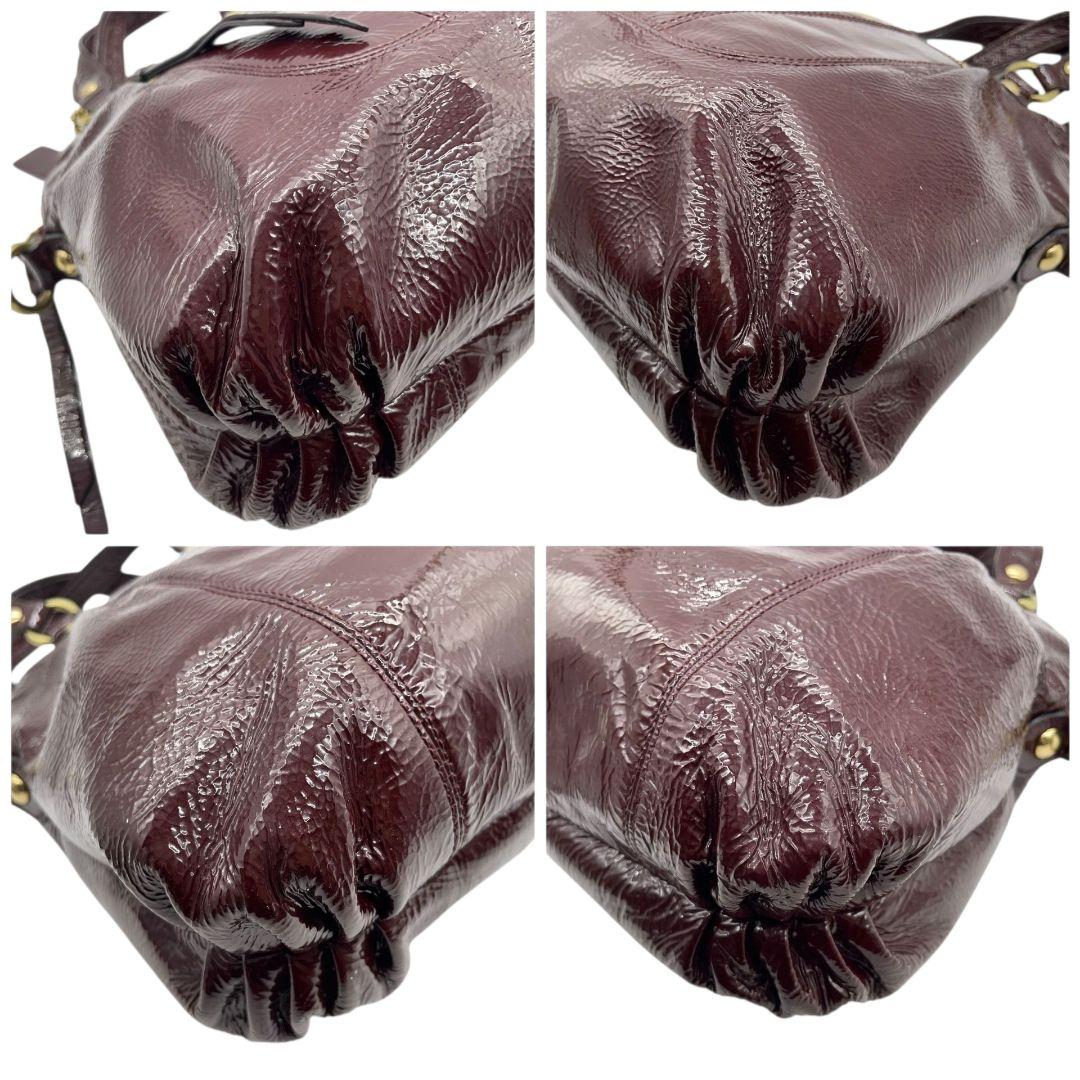 コーチ ハンドバッグ ワインレッド 2way パテントレザー エナメル s8 ショルダーバッグ トートバッグ 斜め掛け可 本革 赤 ゴールド金具 ロゴプレート ロゴタグ COACH 18718