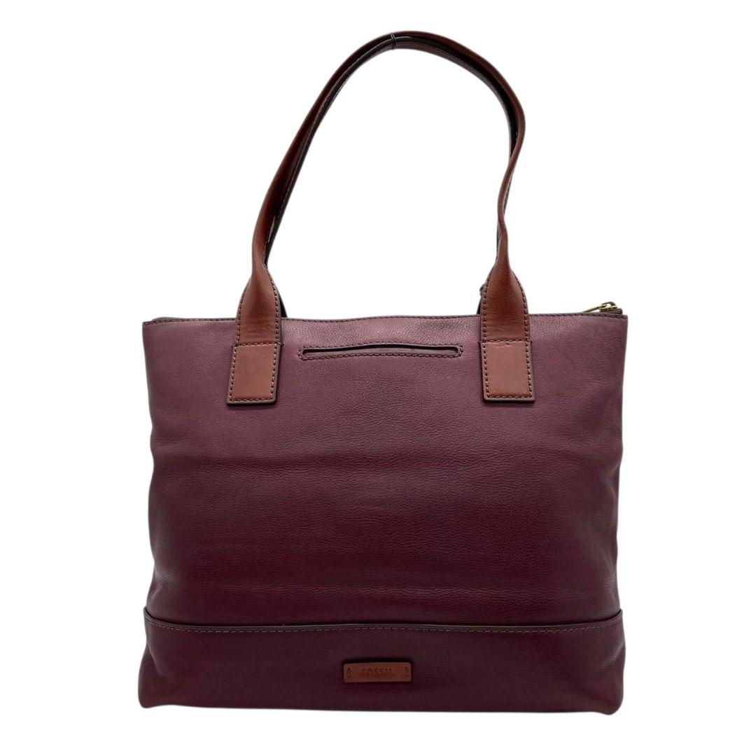 フォッシル FOSSIL トートバッグ 紫 パープル A4収納 ワンショルダー レザー 本革 フラップ 肩掛け可 ハンドバッグ ゴールド金具 ターンロック チャーム付き T1 レディース