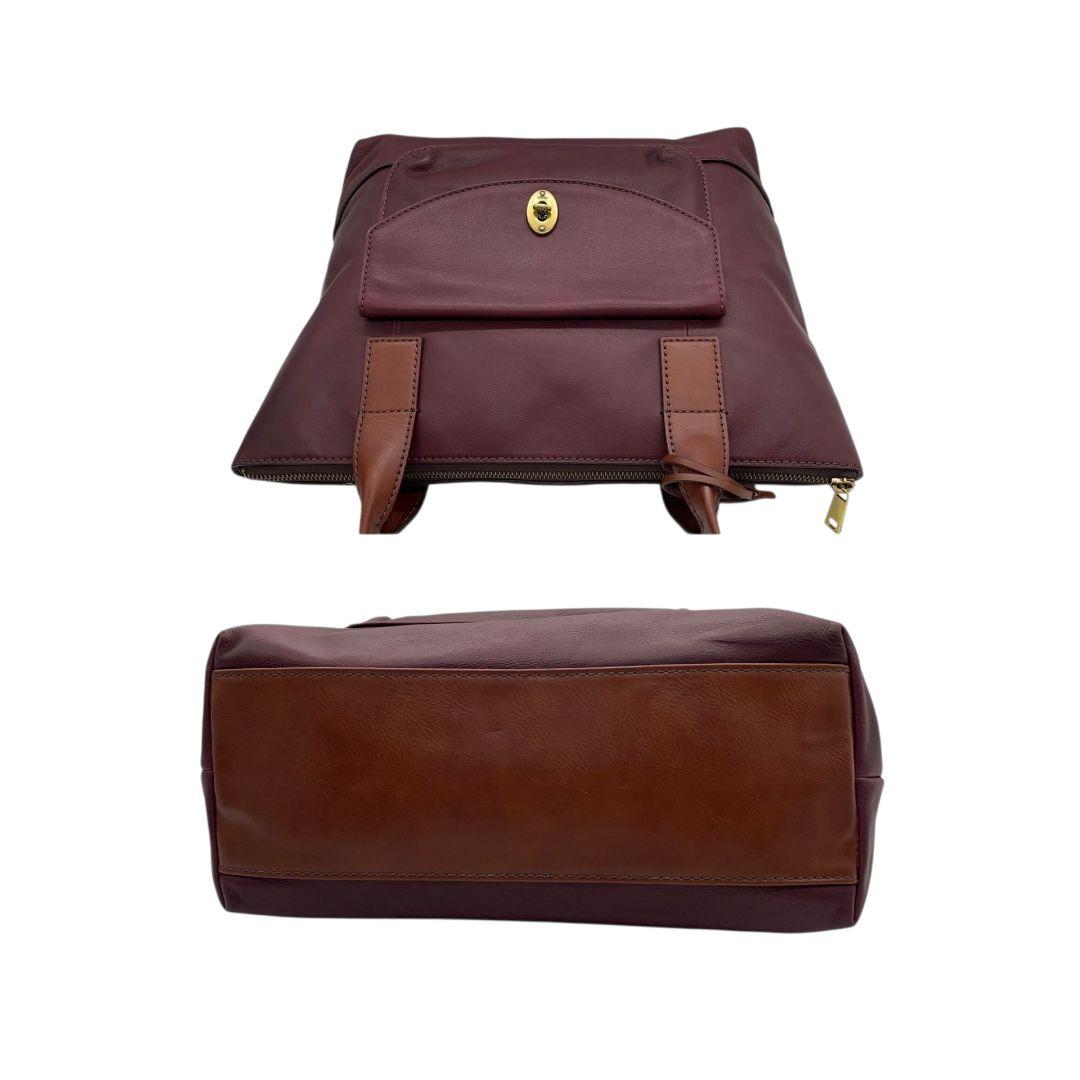 フォッシル FOSSIL トートバッグ 紫 パープル A4収納 ワンショルダー レザー 本革 フラップ 肩掛け可 ハンドバッグ ゴールド金具 ターンロック チャーム付き T1 レディース