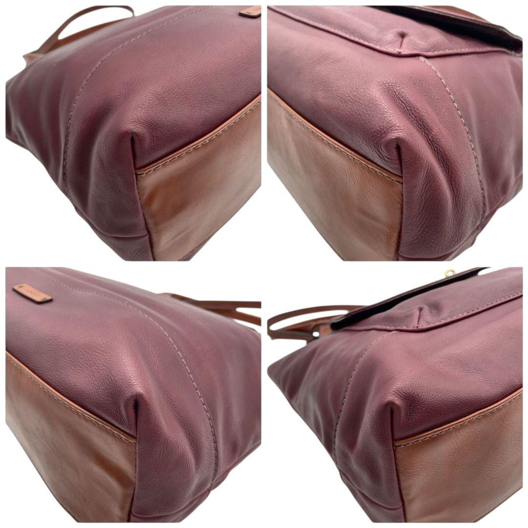 フォッシル FOSSIL トートバッグ 紫 パープル A4収納 ワンショルダー レザー 本革 フラップ 肩掛け可 ハンドバッグ ゴールド金具 ターンロック チャーム付き T1 レディース