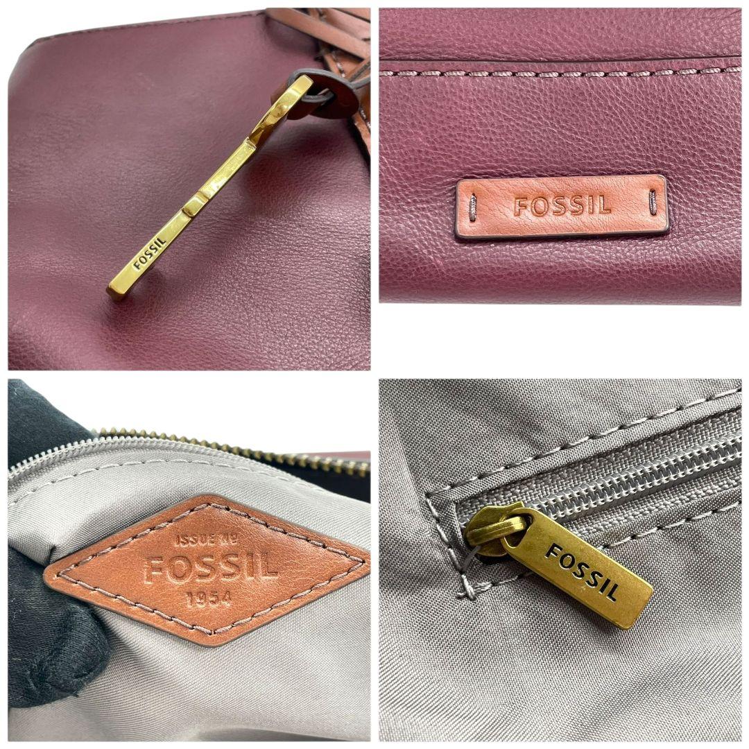 フォッシル FOSSIL トートバッグ 紫 パープル A4収納 ワンショルダー レザー 本革 フラップ 肩掛け可 ハンドバッグ ゴールド金具 ターンロック チャーム付き T1 レディース
