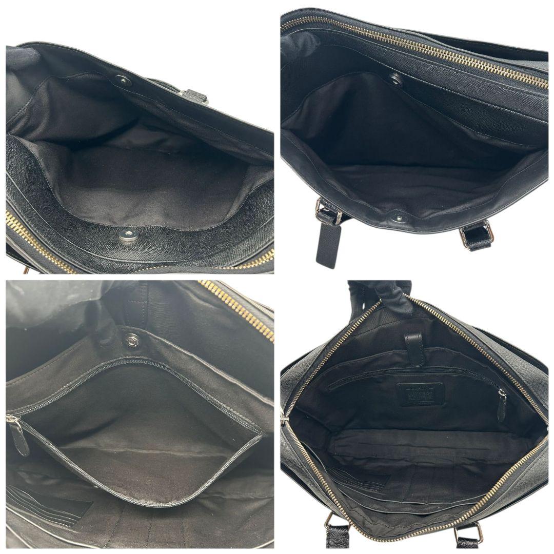 COACH コーチ ビジネスバッグ ブラック 黒 レザー 本革 2way トートバッグ ハンドバッグ ショルダーバッグ 斜め掛け可 自立可 シルバー金具 ロゴタグ C8173 高級感