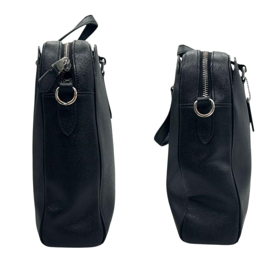 COACH コーチ ビジネスバッグ ブラック 黒 レザー 本革 2way トートバッグ ハンドバッグ ショルダーバッグ 斜め掛け可 自立可 シルバー金具 ロゴタグ C8173 高級感