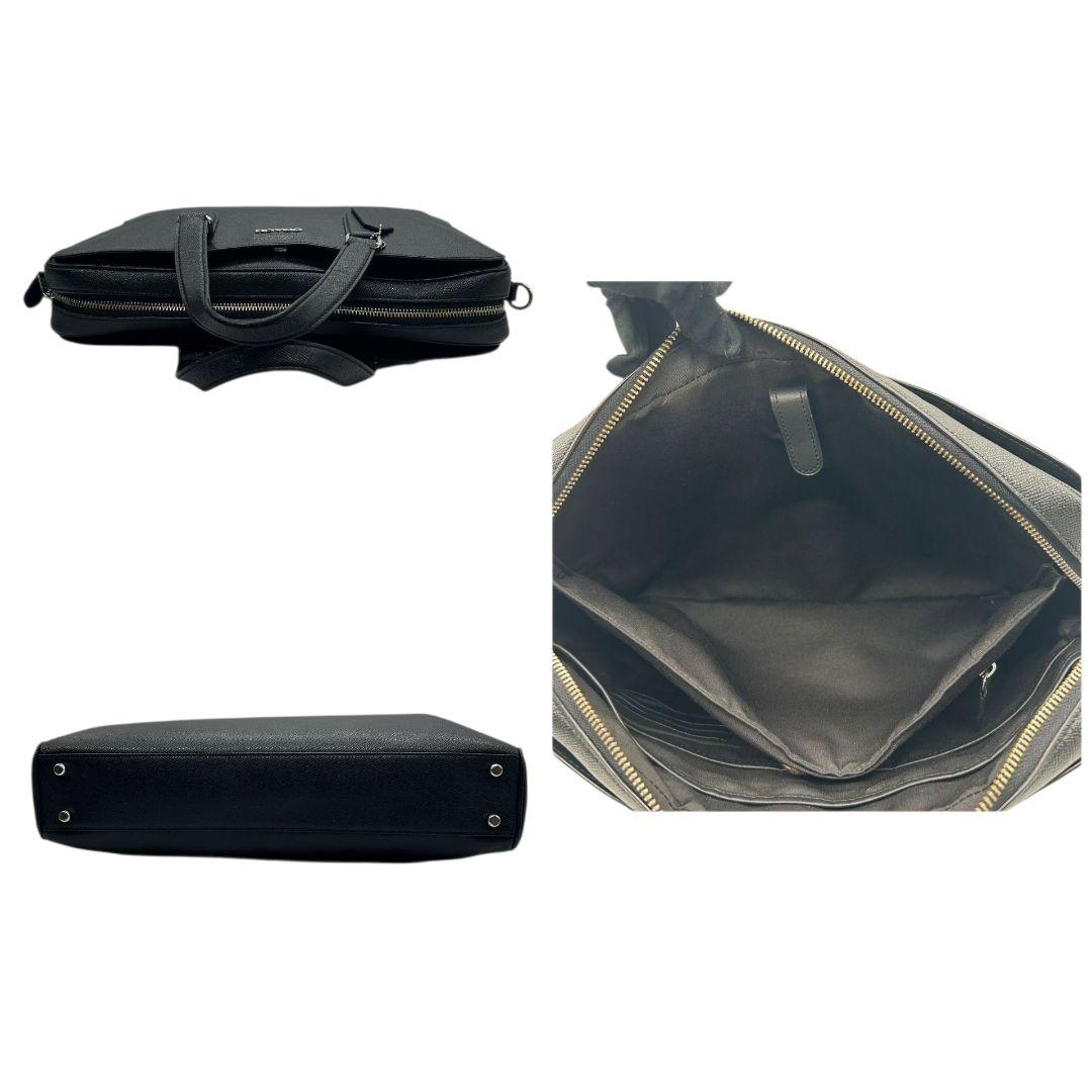 COACH コーチ ビジネスバッグ ブラック 黒 レザー 本革 2way トートバッグ ハンドバッグ ショルダーバッグ 斜め掛け可 自立可 シルバー金具 ロゴタグ C8173 高級感