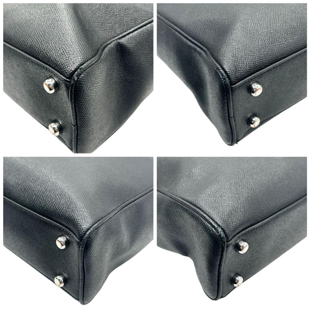 COACH コーチ ビジネスバッグ ブラック 黒 レザー 本革 2way トートバッグ ハンドバッグ ショルダーバッグ 斜め掛け可 自立可 シルバー金具 ロゴタグ C8173 高級感