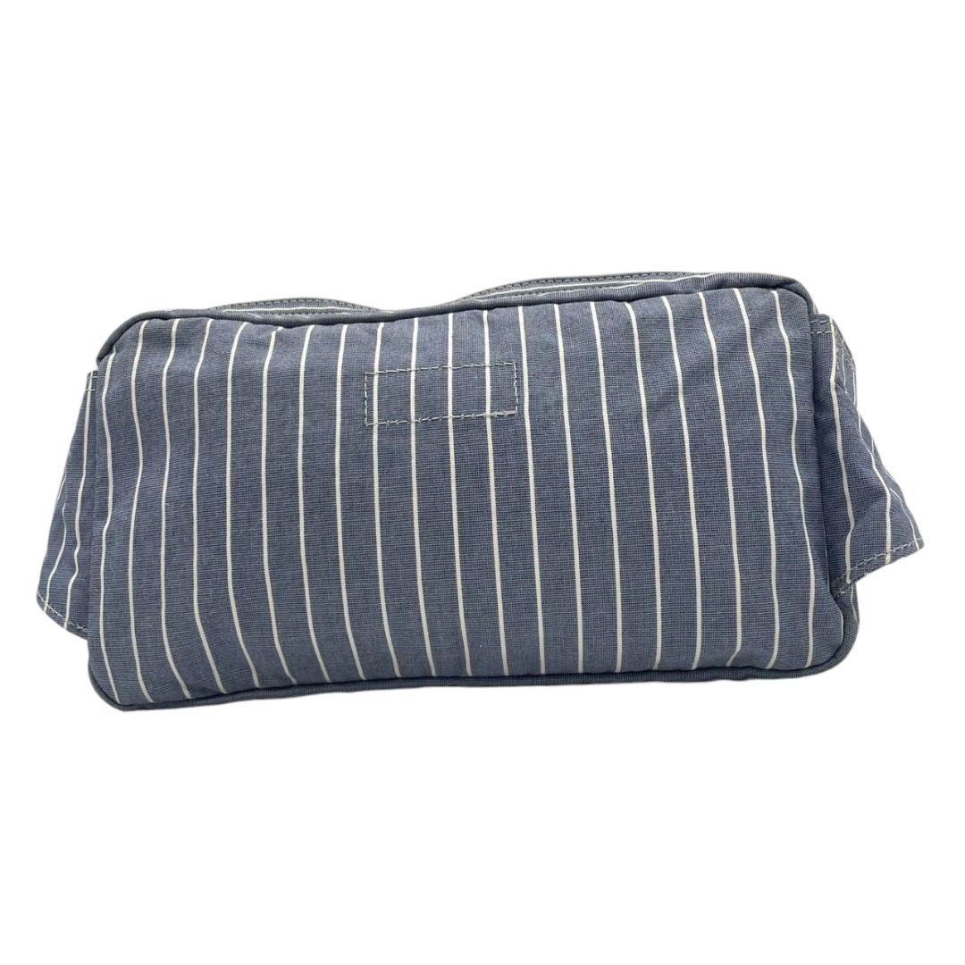 美品 ポーター ショルダーバッグ 水色 ブルー ヒッコリーストライプ ロゴ キャンバス 斜め掛け可 ウエストポーチ シルバー金具 PORTER オシャレ 本物保証 鑑定済 スピード発送