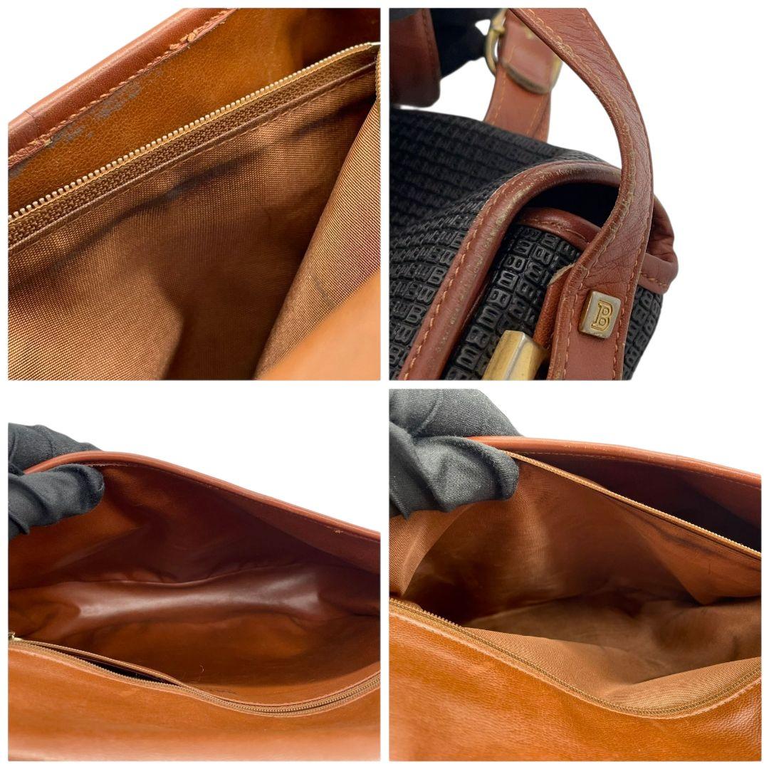 バリー ショルダーバッグ 黒 ブラック ブラウン 茶色 総柄 フラップ 斜め掛け可 PVC レザー 本革 シルバー金具 ゴールド金具 ロゴ BALLY おしゃれ 高級感 通勤 通学