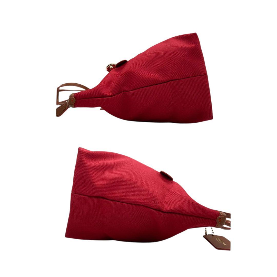 美品 コーチ トートバッグ 赤 A4収納 ワンショルダー キャンバス u16 ハンドバッグ 肩掛け可 肩かけ可 レッド レザー ゴールド金具 ロゴプレート ロゴタグ チャーム付き COACH F37237