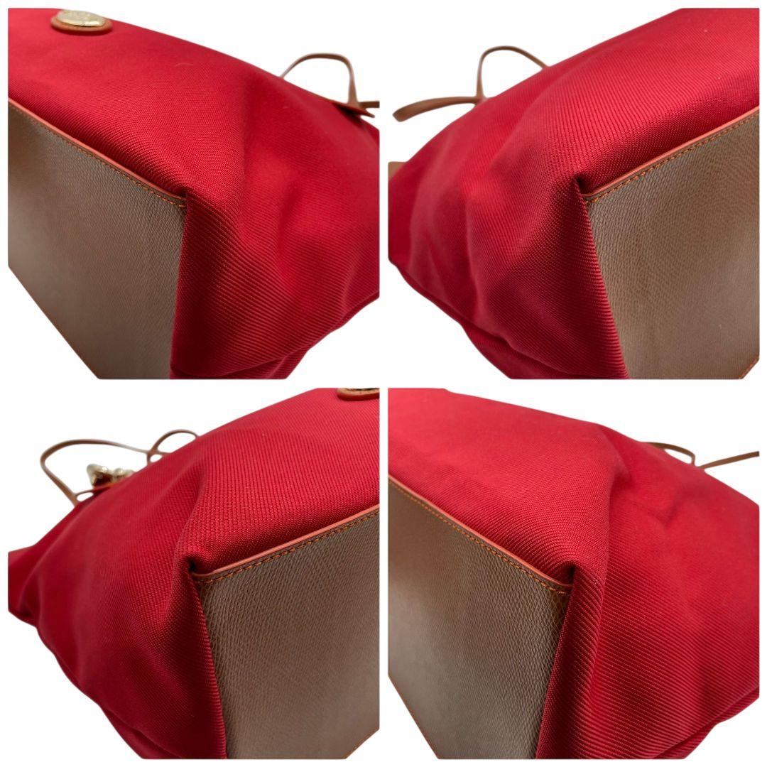 美品 コーチ トートバッグ 赤 A4収納 ワンショルダー キャンバス u16 ハンドバッグ 肩掛け可 肩かけ可 レッド レザー ゴールド金具 ロゴプレート ロゴタグ チャーム付き COACH F37237