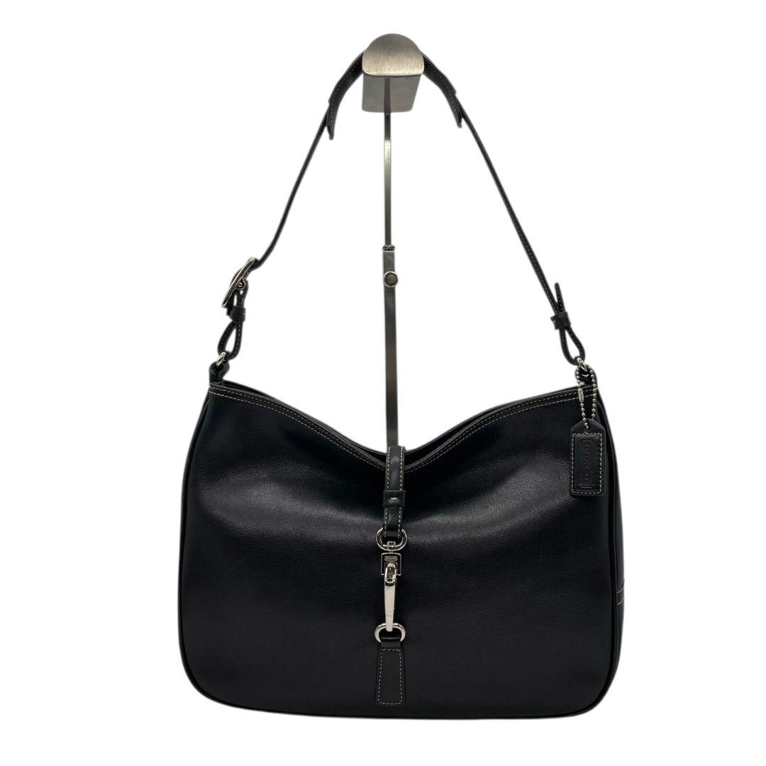 COACH コーチ ハンドバッグ ブラック 黒 ホーボー レザー 本革 トートバッグ ワンショルダー 肩掛け可 自立可 シルバー金具 ロゴチャーム A4収納 7778 u17 高級感