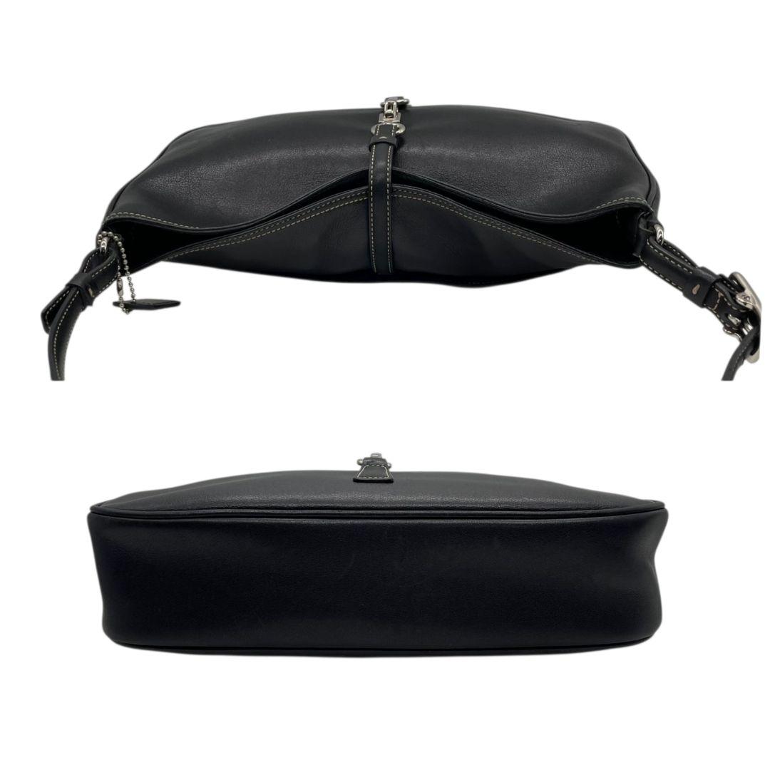 COACH コーチ ハンドバッグ ブラック 黒 ホーボー レザー 本革 トートバッグ ワンショルダー 肩掛け可 自立可 シルバー金具 ロゴチャーム A4収納 7778 u17 高級感