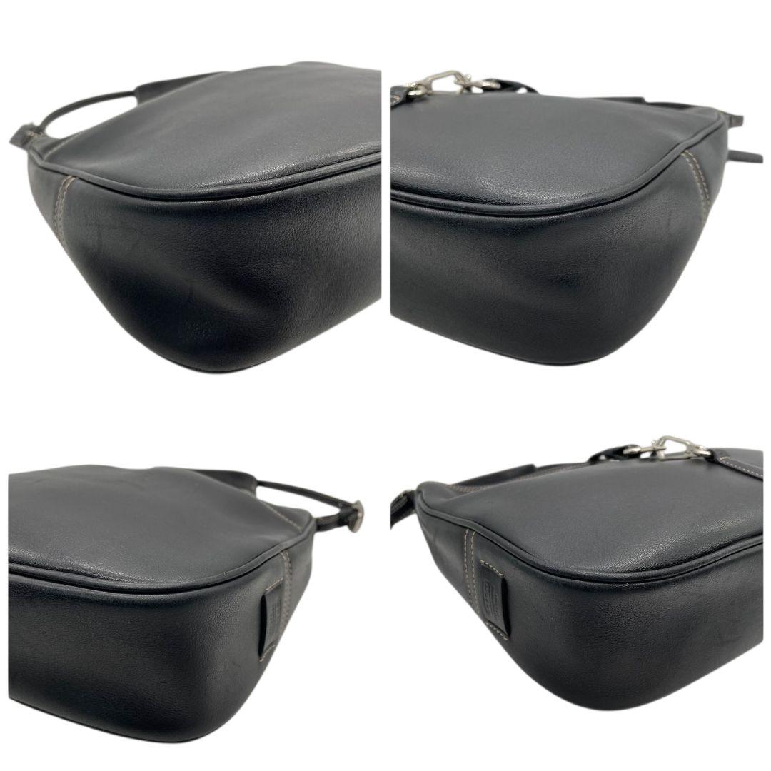 COACH コーチ ハンドバッグ ブラック 黒 ホーボー レザー 本革 トートバッグ ワンショルダー 肩掛け可 自立可 シルバー金具 ロゴチャーム A4収納 7778 u17 高級感