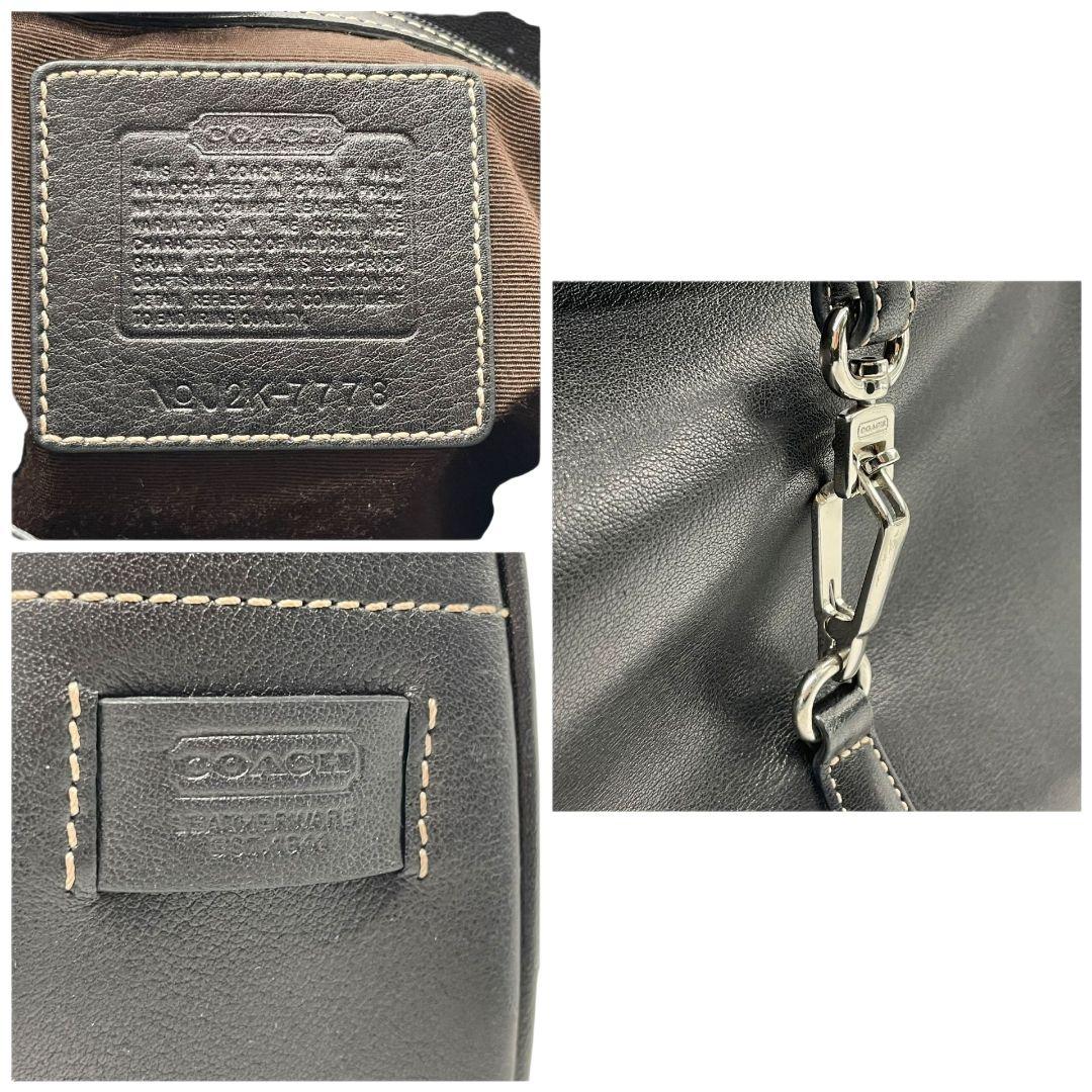 COACH コーチ ハンドバッグ ブラック 黒 ホーボー レザー 本革 トートバッグ ワンショルダー 肩掛け可 自立可 シルバー金具 ロゴチャーム A4収納 7778 u17 高級感
