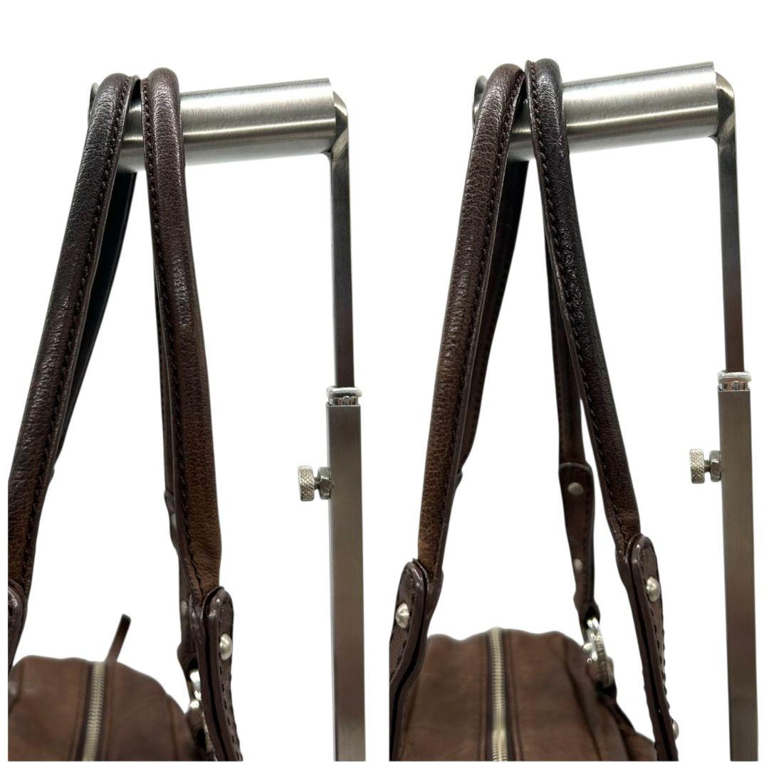 アンテプリマ ハンドバッグ ブラウン 茶 フラップ ターンロック スタッズ レザー 本革 トートバッグ 自立可 肩掛け可 肩かけ可 ワンショルダー シルバー金具 s34 ANTEPRIMA 上品 高級感