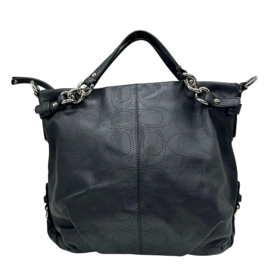 コーチ COACH ハンドバッグ ショルダーバッグ 2WAY トートバッグ 黒 ブラック オプアート パンチング チェーン A4収納 自立可 レザー 本革 シルバー金具 F16903 s18 レディース