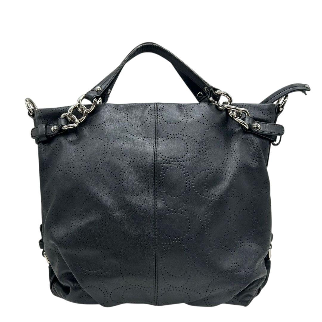 コーチ COACH ハンドバッグ ショルダーバッグ 2WAY トートバッグ 黒 ブラック オプアート パンチング チェーン A4収納 自立可 レザー 本革 シルバー金具 F16903 s18 レディース