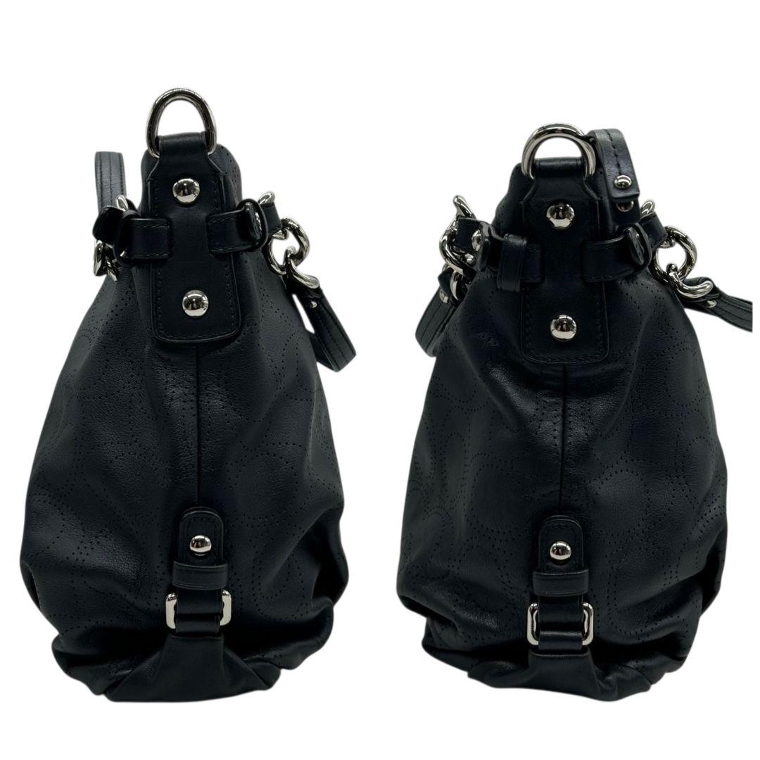 コーチ COACH ハンドバッグ ショルダーバッグ 2WAY トートバッグ 黒 ブラック オプアート パンチング チェーン A4収納 自立可 レザー 本革 シルバー金具 F16903 s18 レディース