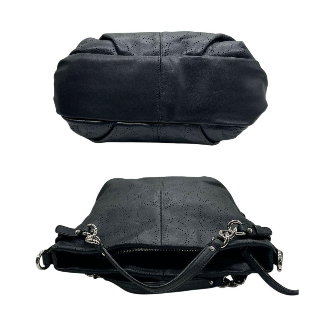 コーチ COACH ハンドバッグ ショルダーバッグ 2WAY トートバッグ 黒 ブラック オプアート パンチング チェーン A4収納 自立可 レザー 本革 シルバー金具 F16903 s18 レディース