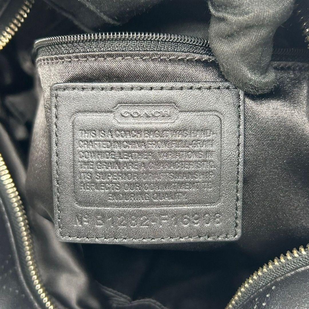 コーチ COACH ハンドバッグ ショルダーバッグ 2WAY トートバッグ 黒 ブラック オプアート パンチング チェーン A4収納 自立可 レザー 本革 シルバー金具 F16903 s18 レディース