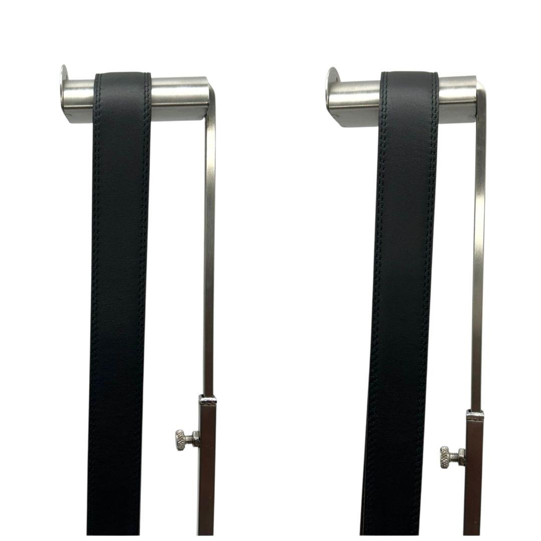 美品 フェラガモ ベルト 黒 ブラック ガンチーニ ロゴ シルバー金具 PX-2 レザー 本革 高級 ブランド Salvatore Ferragamo