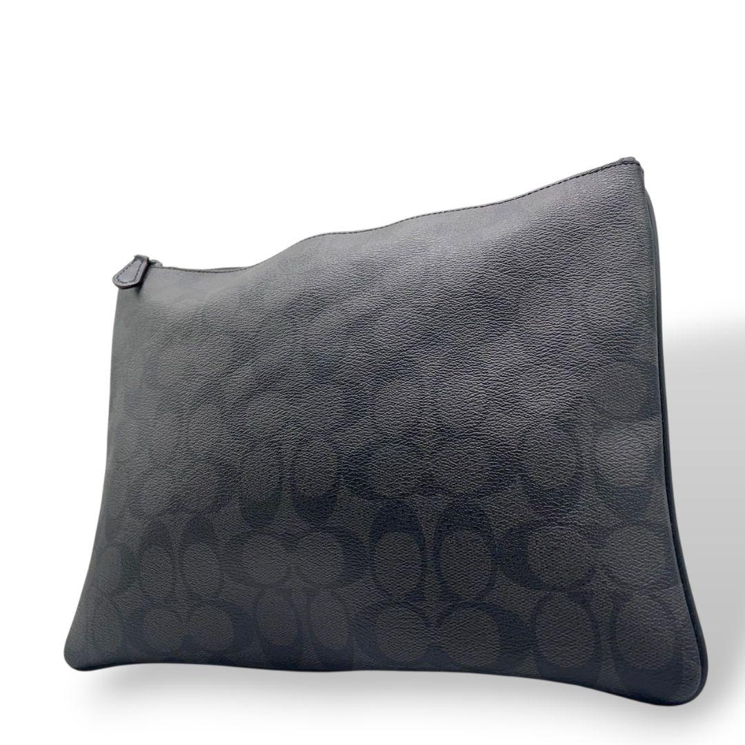 コーチ クラッチバッグ 黒 シグネチャー レザー 本革 PVC s15 セカンドバッグ ブラック COACH F25520