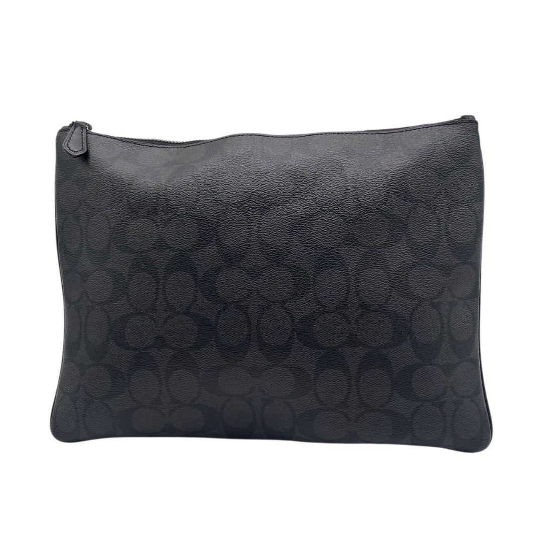 コーチ クラッチバッグ 黒 シグネチャー レザー 本革 PVC s15 セカンドバッグ ブラック COACH F25520