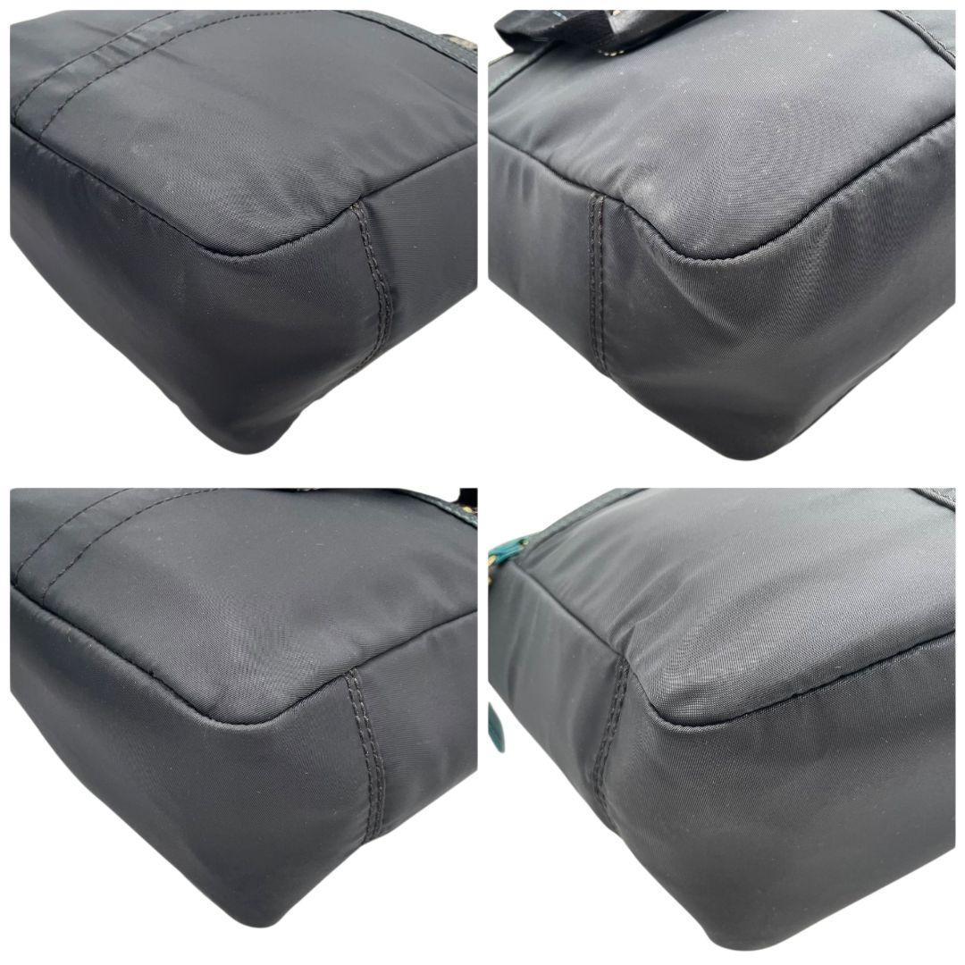 コーチ トートバッグ 黒 ナイロン ワンショルダー A4収納 u13 ハンドバッグ ロゴプレート レザー 本革 ブラック 自立可 肩掛け可 肩かけ可 ゴールド金具 チャーム付き COACH F10695