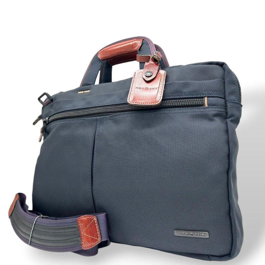 エースジーン ビジネスバッグ ブルー ロゴ 2way A4収納 トートバッグ ハンドバッグ ショルダーバッグ 斜め掛け可 キャンバス X2 ACE GENE