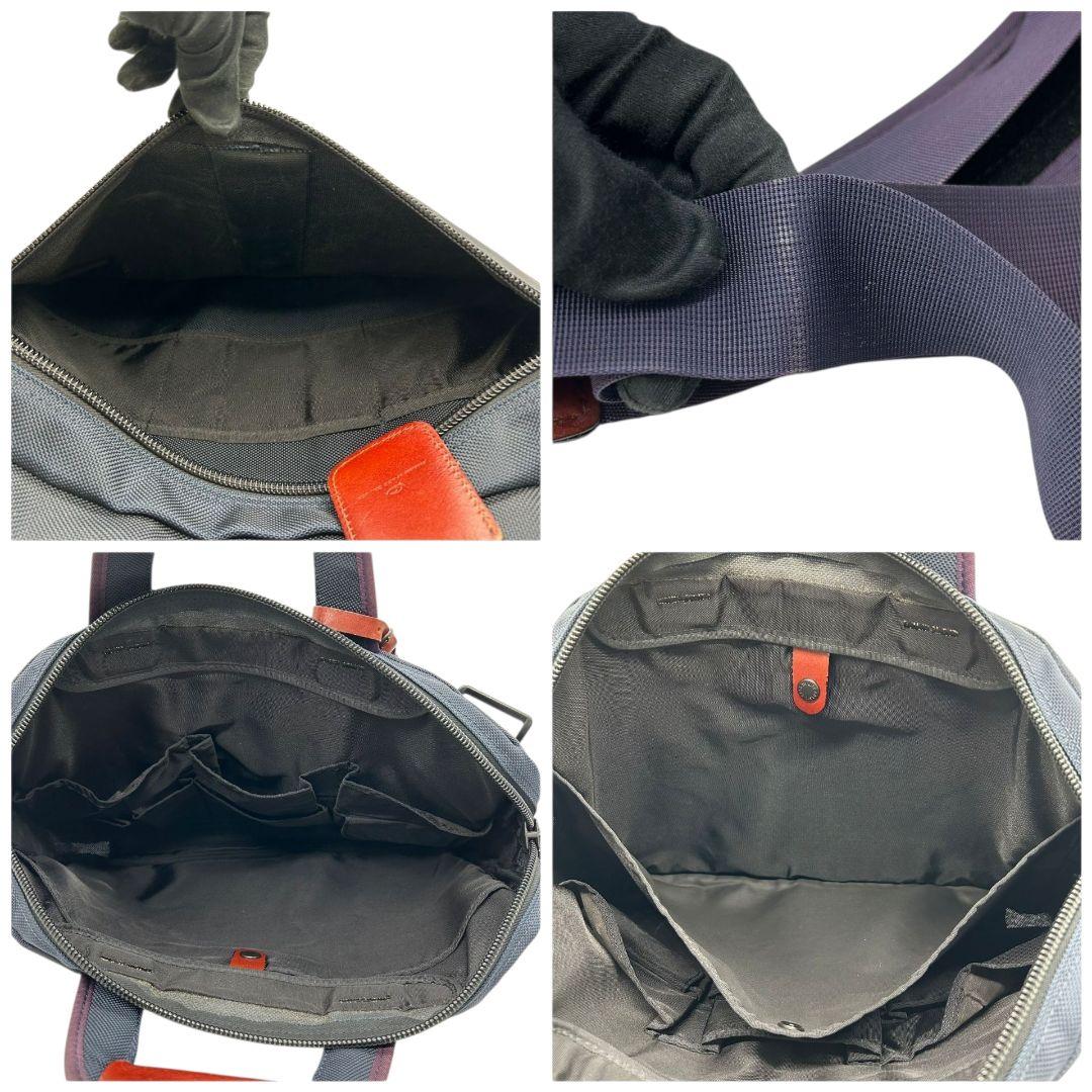 エースジーン ビジネスバッグ ブルー ロゴ 2way A4収納 トートバッグ ハンドバッグ ショルダーバッグ 斜め掛け可 キャンバス X2 ACE GENE