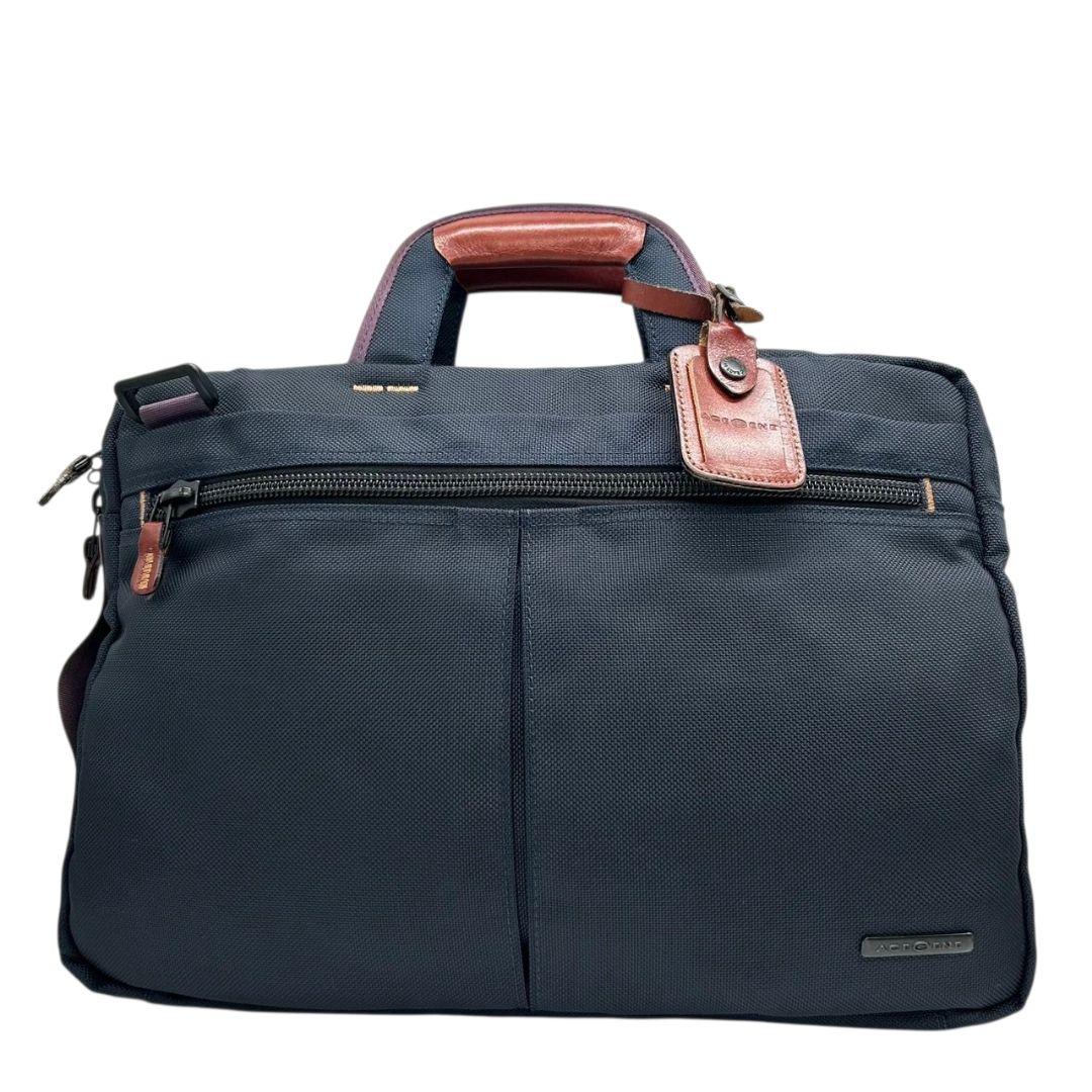 エースジーン ビジネスバッグ ブルー ロゴ 2way A4収納 トートバッグ ハンドバッグ ショルダーバッグ 斜め掛け可 キャンバス X2 ACE GENE