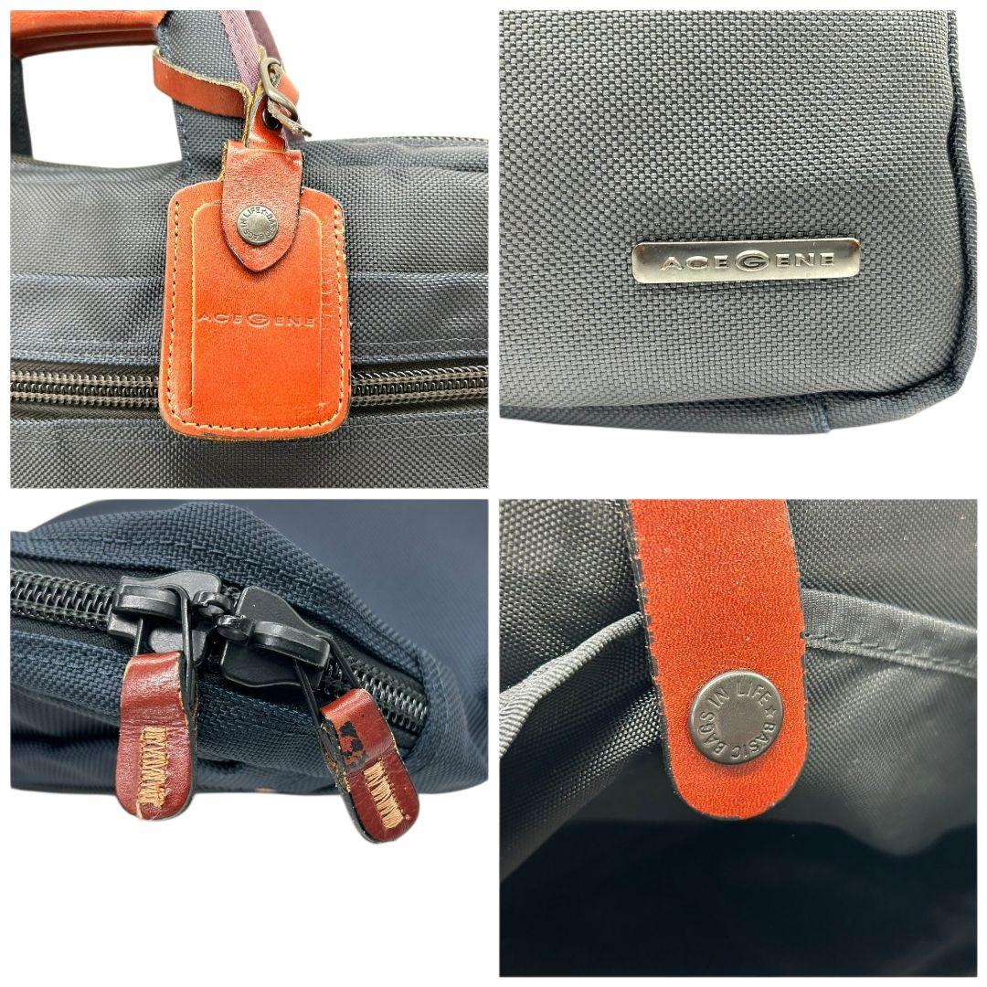エースジーン ビジネスバッグ ブルー ロゴ 2way A4収納 トートバッグ ハンドバッグ ショルダーバッグ 斜め掛け可 キャンバス X2 ACE GENE