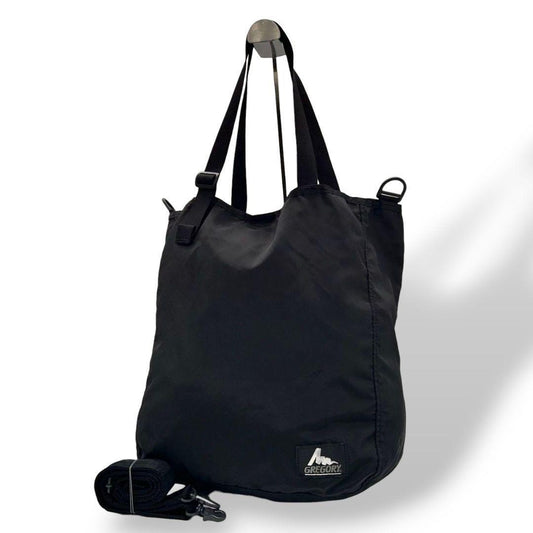 グレゴリー ショルダーバッグ 黒 ナイロン ロゴ 2way A4収納 大容量 s23 斜め掛け可 GREGORY ハンドバッグ トートバッグ ブラック ロゴタグ