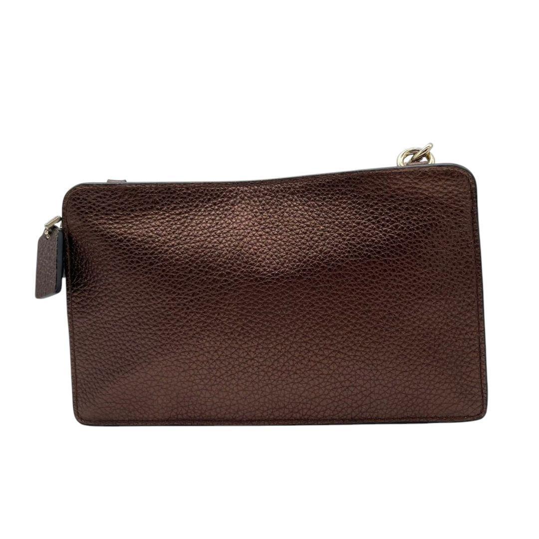 コーチ ショルダーバッグ ピンクゴールド レザー ペブルド フラップ 斜め掛け可 ウォレットバッグ クロスボディ ゴールド金具 本革 COACH ロゴ s15