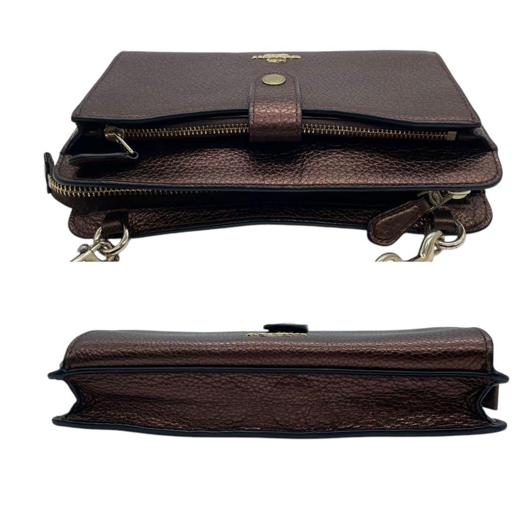 コーチ ショルダーバッグ ピンクゴールド レザー ペブルド フラップ 斜め掛け可 ウォレットバッグ クロスボディ ゴールド金具 本革 COACH ロゴ s15