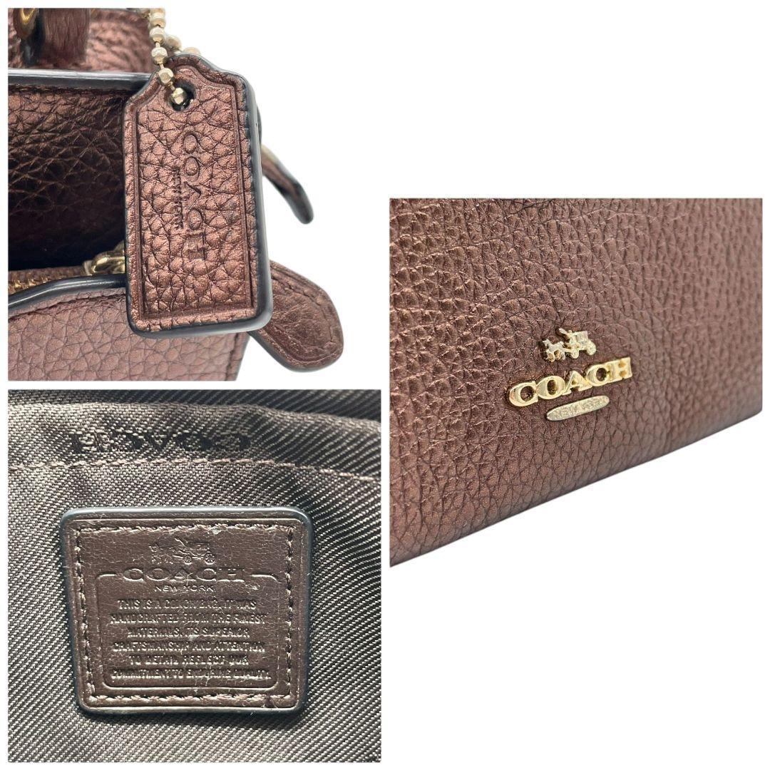 コーチ ショルダーバッグ ピンクゴールド レザー ペブルド フラップ 斜め掛け可 ウォレットバッグ クロスボディ ゴールド金具 本革 COACH ロゴ s15