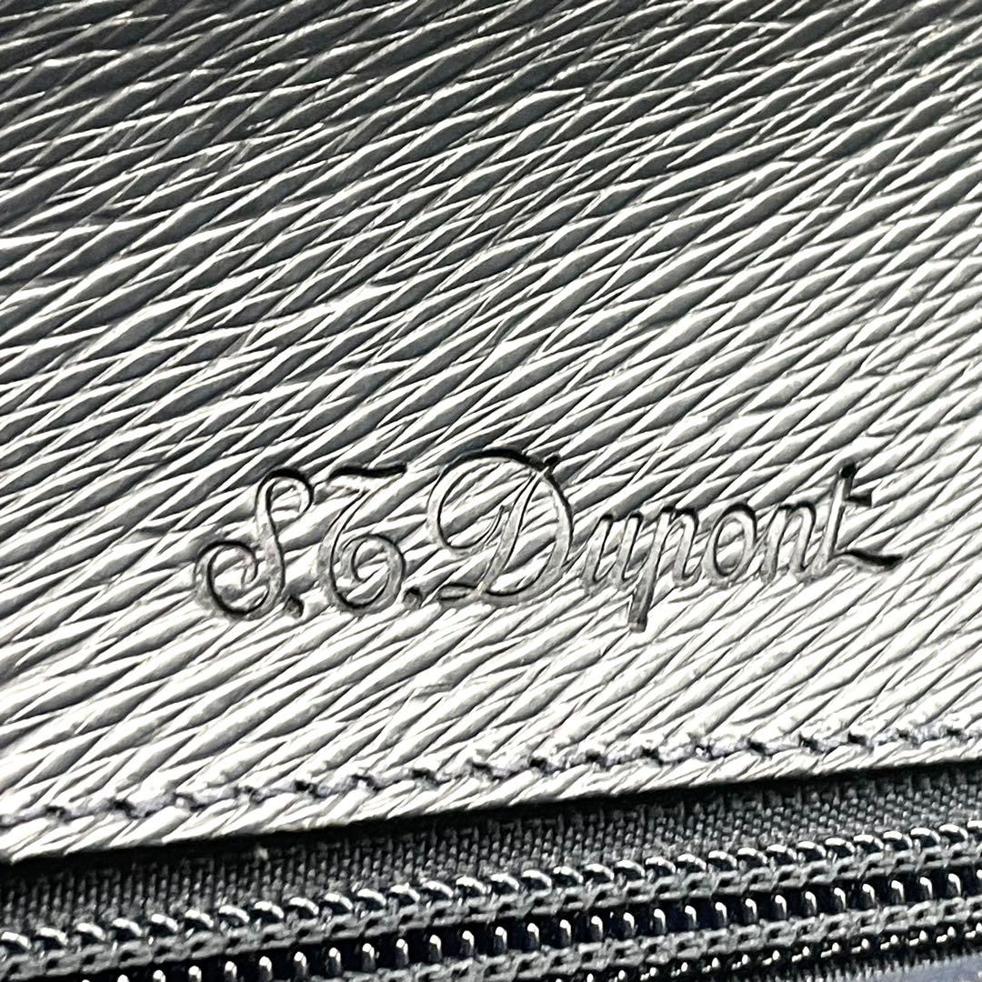 デュポン ビジネスバッグ ネイビー レザー ブリーフケース フラップ シルバー金具 ロゴ刻印 A4収納可 大容量 通勤 出張 自立型 ハンドバッグ メンズ