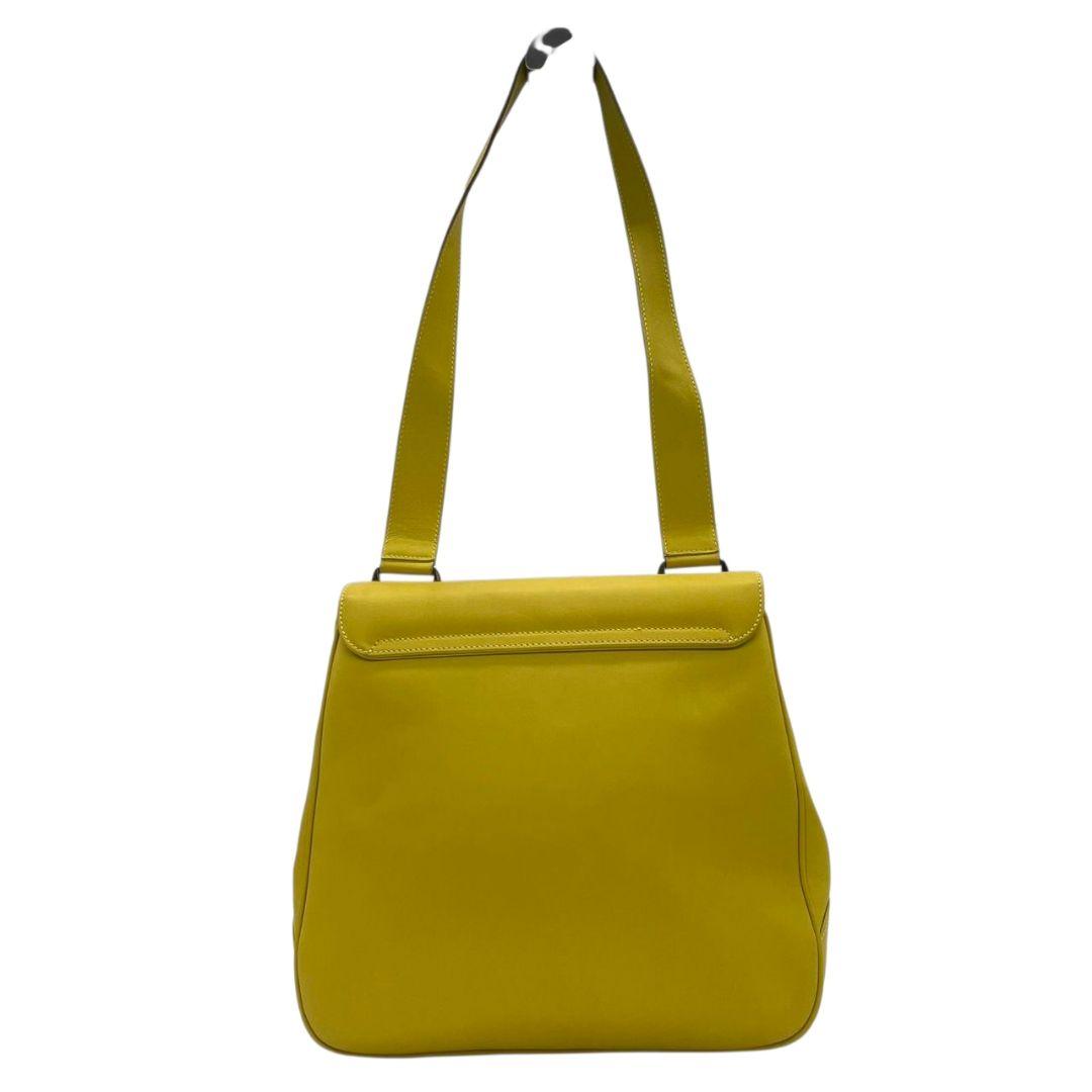 Salvatore Ferragamo フェラガモ ハンドバッグ イエロー 黄 ガンチーニ フラップ ワンショルダー トートバッグ レザー 本革 肩掛け可 シルバー金具 BL-217155 M 上品 高級感