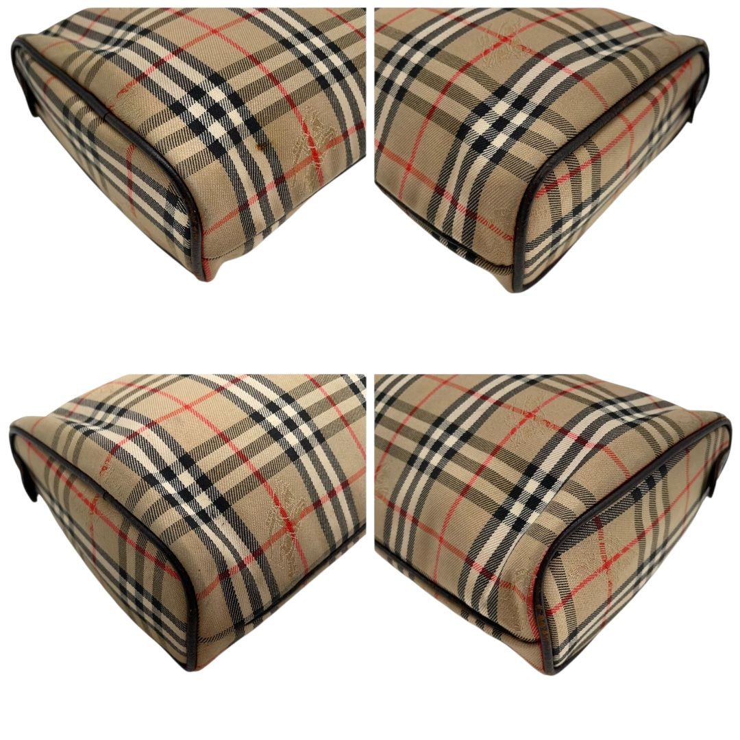 バーバリー Burberrys ポーチ ベージュ ノバチェック ホースロゴ セカンドバッグ クラッチバッグ キャンバス レザー 本革 ロゴプレート T1 レディース