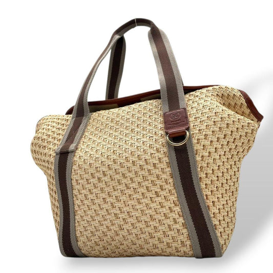 美品　ラシット　トートバッグ　茶　かごバッグ　A4収納　肩掛け可　肩かけ可　ハンドバッグ　ワンショルダー　russet　本革　レザー　ブラウン　ベージュ