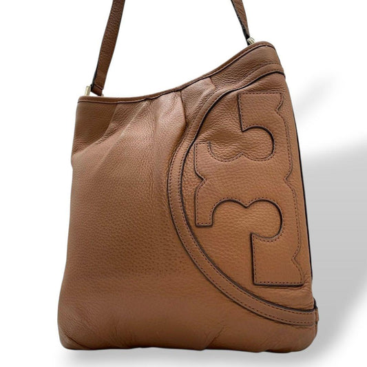 トリーバーチ ショルダーバッグ 茶 マックグロー デカロゴ レザー ロゴ u10 斜め掛け可 トートバッグ ハンドバッグ ブラウン ゴールド金具 本革 TORY BURCH