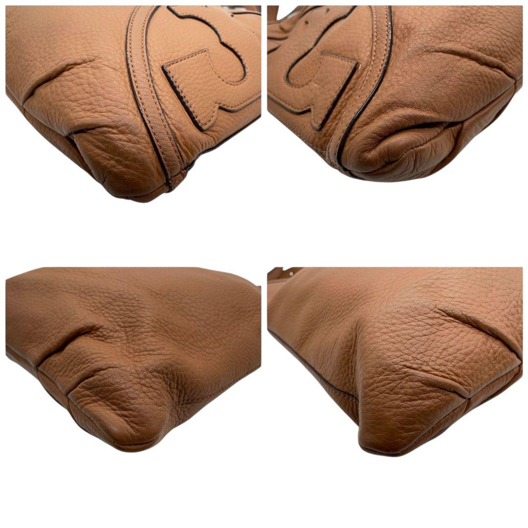 トリーバーチ ショルダーバッグ 茶 マックグロー デカロゴ レザー ロゴ u10 斜め掛け可 トートバッグ ハンドバッグ ブラウン ゴールド金具 本革 TORY BURCH