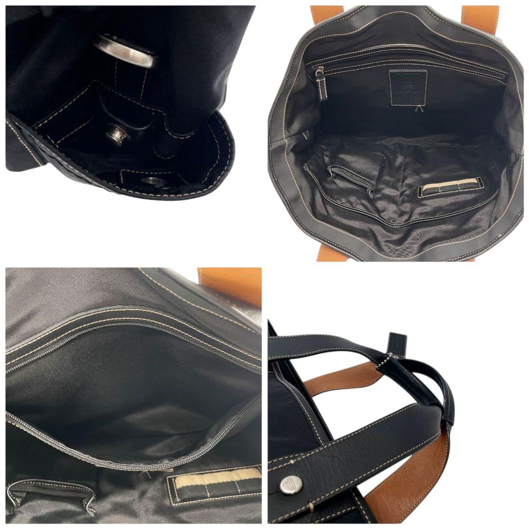 コーチ COACH トートバッグ ショルダーバッグ 2way 黒 ブラック キャンバス レザー 本革 A4収納可 ロゴタグ シルバー金具 J1082-F05364