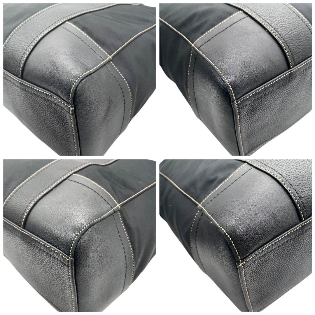 コーチ COACH トートバッグ ショルダーバッグ 2way 黒 ブラック キャンバス レザー 本革 A4収納可 ロゴタグ シルバー金具 J1082-F05364