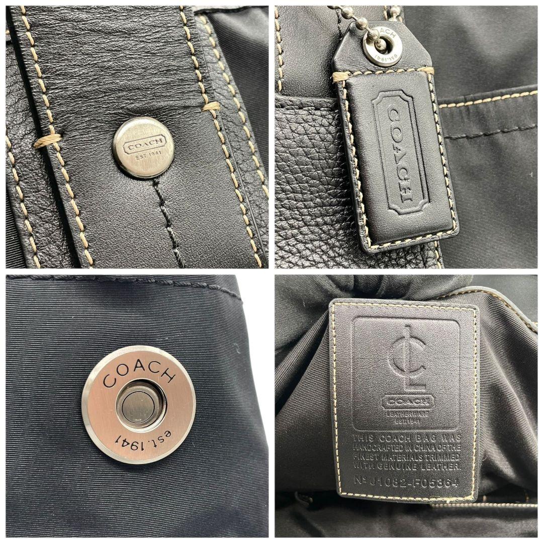 コーチ COACH トートバッグ ショルダーバッグ 2way 黒 ブラック キャンバス レザー 本革 A4収納可 ロゴタグ シルバー金具 J1082-F05364