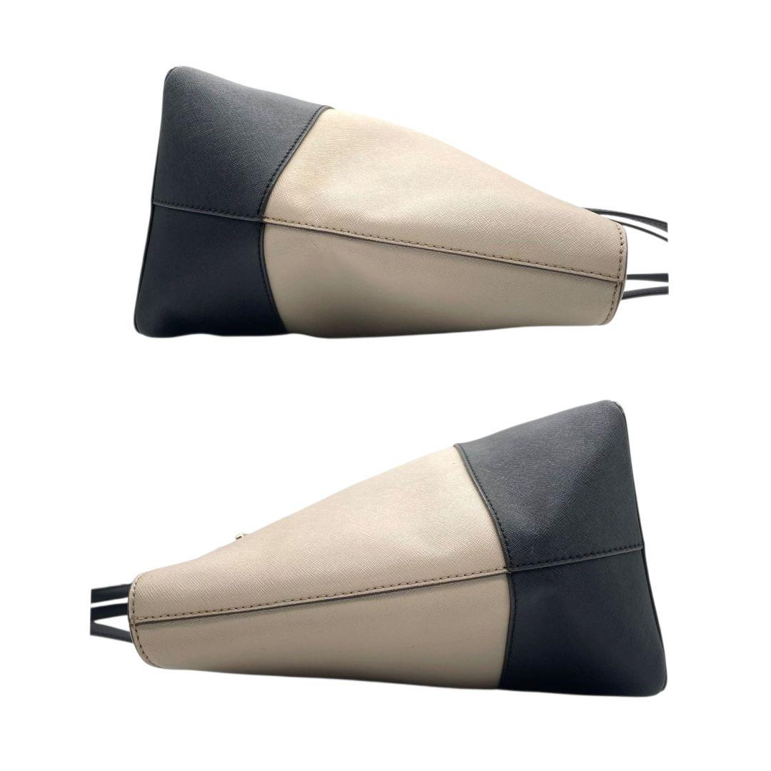 ケイトスペード トートバッグ グレージュ 黒 ブラック バイカラー ワンショルダー A4収納可 ハンドバッグ 肩掛け可 レザー 本革 ゴールド金具 ロゴ おしゃれ 通勤 通学