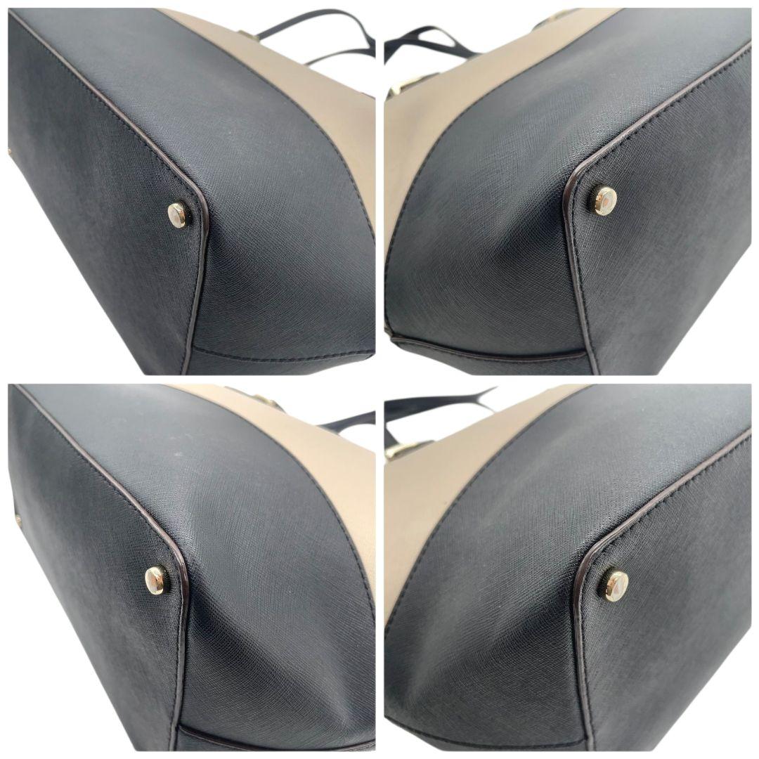 ケイトスペード トートバッグ グレージュ 黒 ブラック バイカラー ワンショルダー A4収納可 ハンドバッグ 肩掛け可 レザー 本革 ゴールド金具 ロゴ おしゃれ 通勤 通学