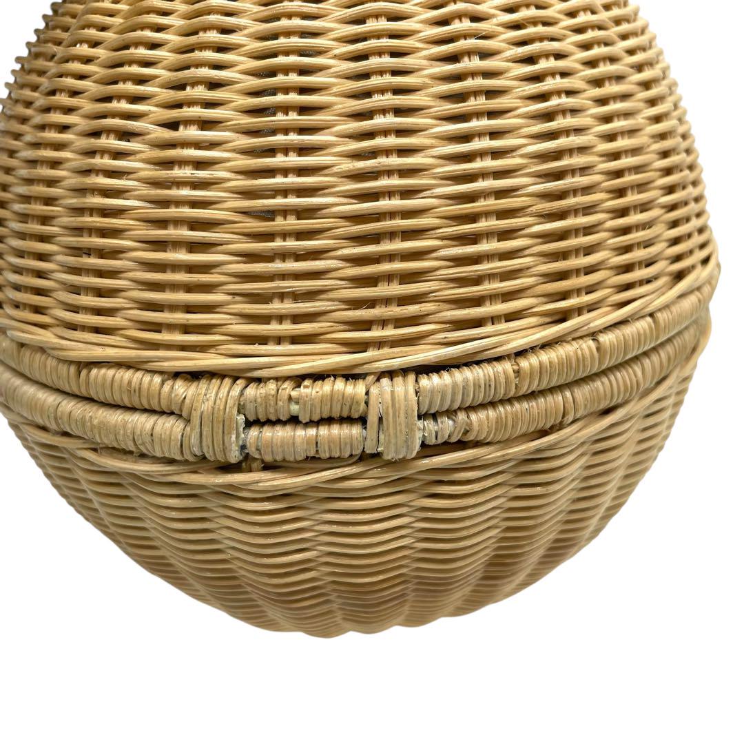 美品 マニマリス フルムーンバスケット かごバッグ 丸型 ショルダーバッグ クロスボディー 牛革ベルト付き コンパクト ベージュ ブラック ゴールド金具 MANIMARIS レディース