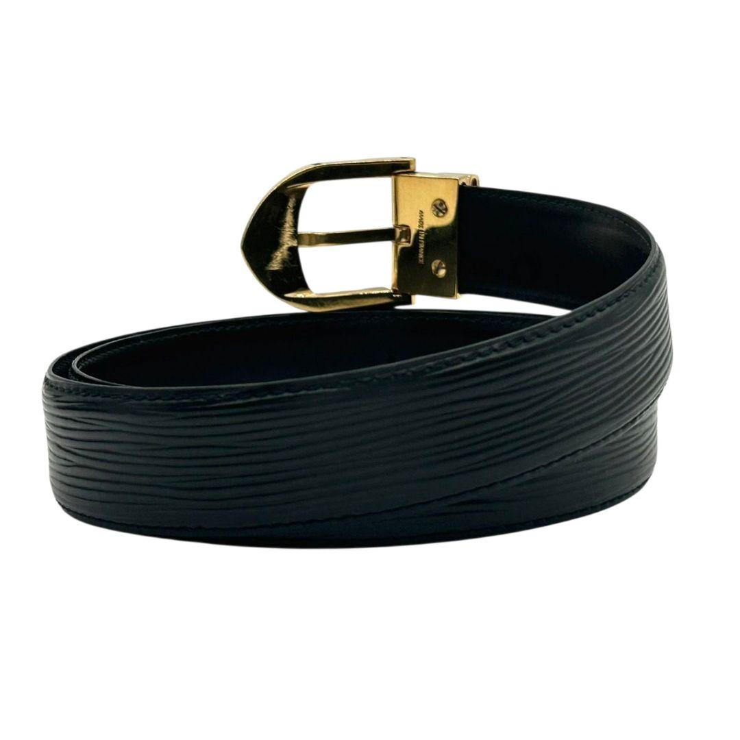 美品 ルイヴィトン ベルト 黒 ブラック エピ サンチュール クラシック PX-2 レザー 本革 ゴールド金具 メンズ VI0946 高級 ブランド