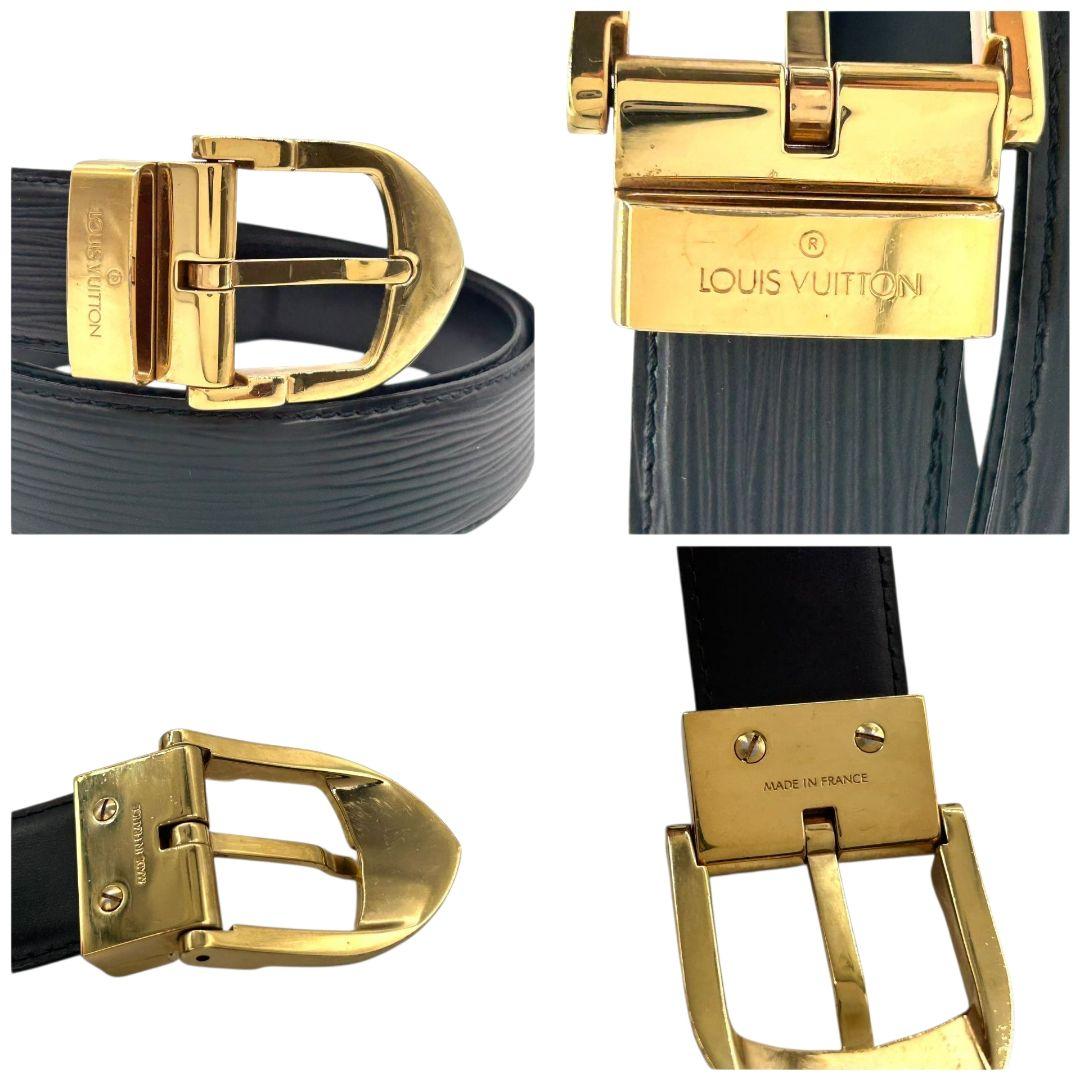 美品 ルイヴィトン ベルト 黒 ブラック エピ サンチュール クラシック PX-2 レザー 本革 ゴールド金具 メンズ VI0946 高級 ブランド