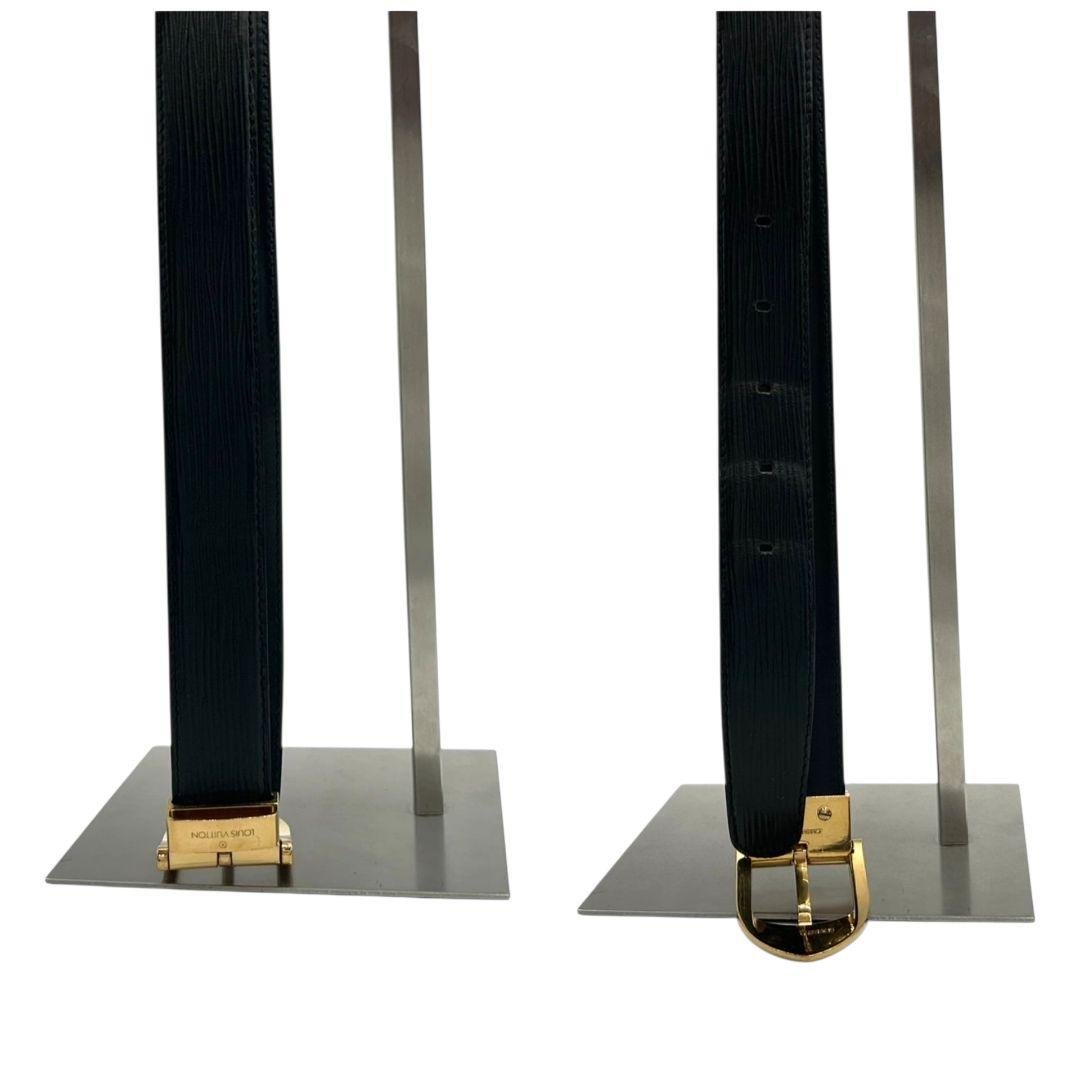 美品 ルイヴィトン ベルト 黒 ブラック エピ サンチュール クラシック PX-2 レザー 本革 ゴールド金具 メンズ VI0946 高級 ブランド